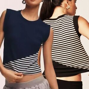 NWT - Maeve Cropped Sleeveless Striped Women's Top